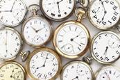 Bunch of pocket watches and clocks