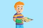 Illustration of boy baking cookies