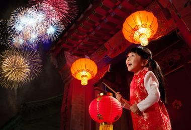 Girl looking at fireworks