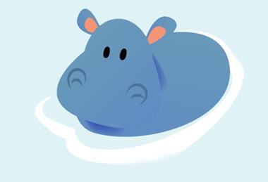 Animated hippo coming out of water