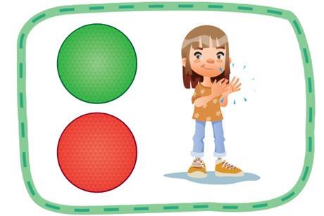 traffic light (green/red) with illustration of girl clapping