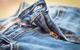 close-up to blue jeans